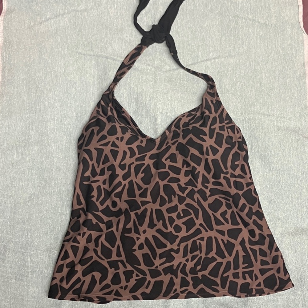 Marina Black and Brown Halter Style Tankini Top